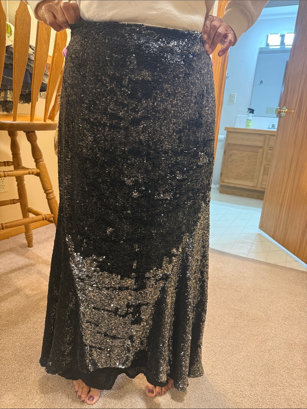Black Ralph Lauren Sequin Maxi Skirt - Elegant Evening Wear